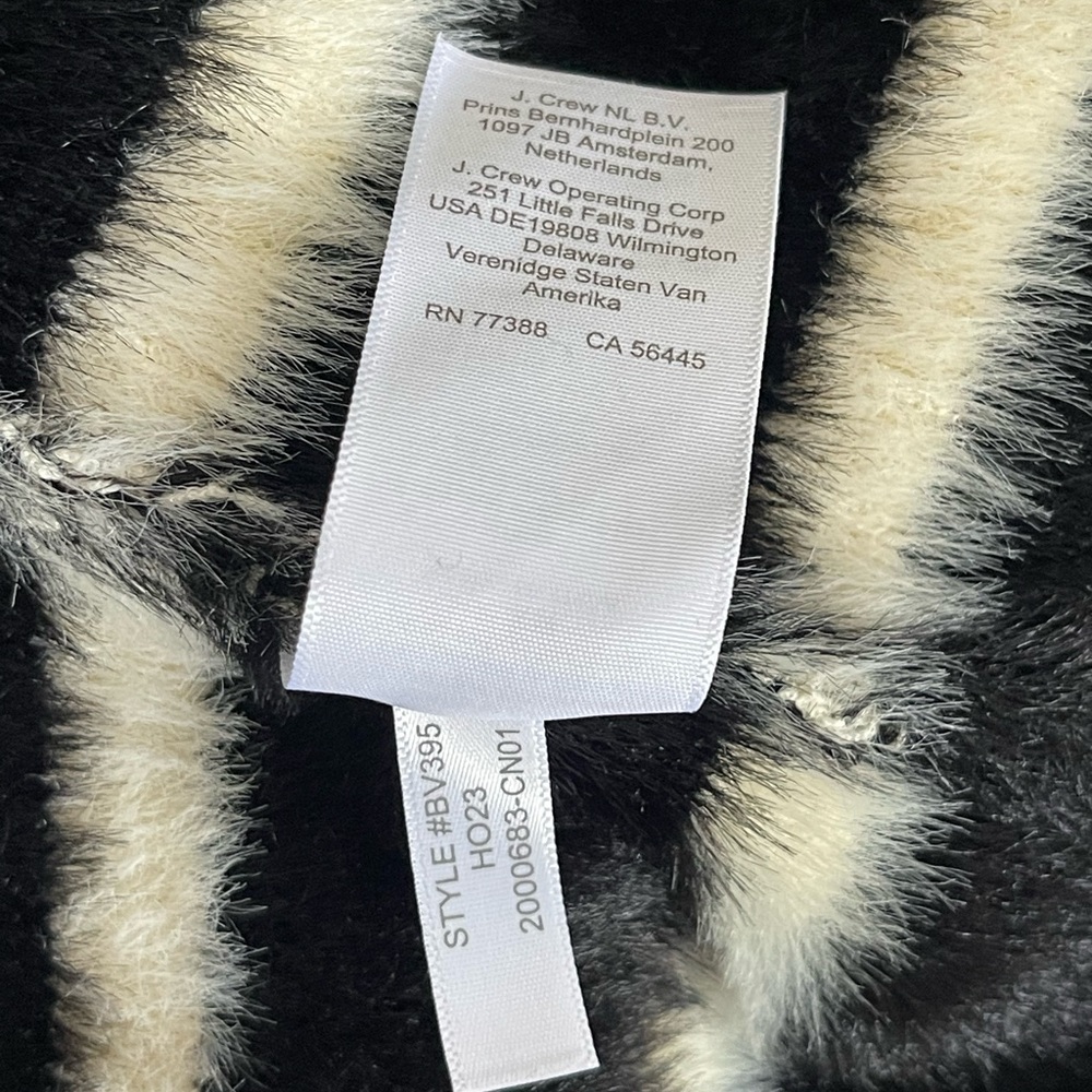 J. CREW Sweater Lady Jacket - Black and Ivory Striped Brushed Yarn - Sz S - Picture 11 of 11